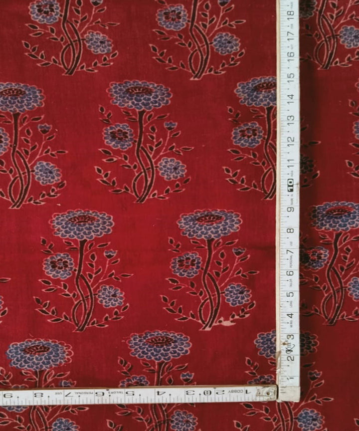 2.5m Red blue hand spun handwoven cotton ajrakh kurta material