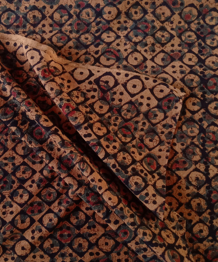 Black orange hand spun handwoven cotton ajrakh blouse piece