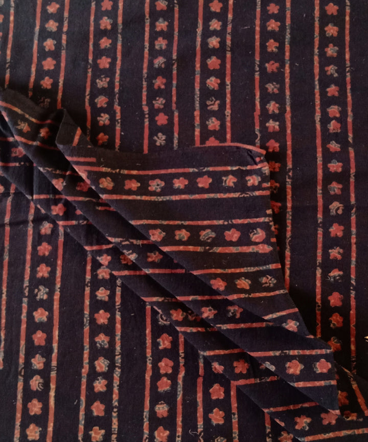 Black red hredspun hredwoven cotton ajrakh blouse piece