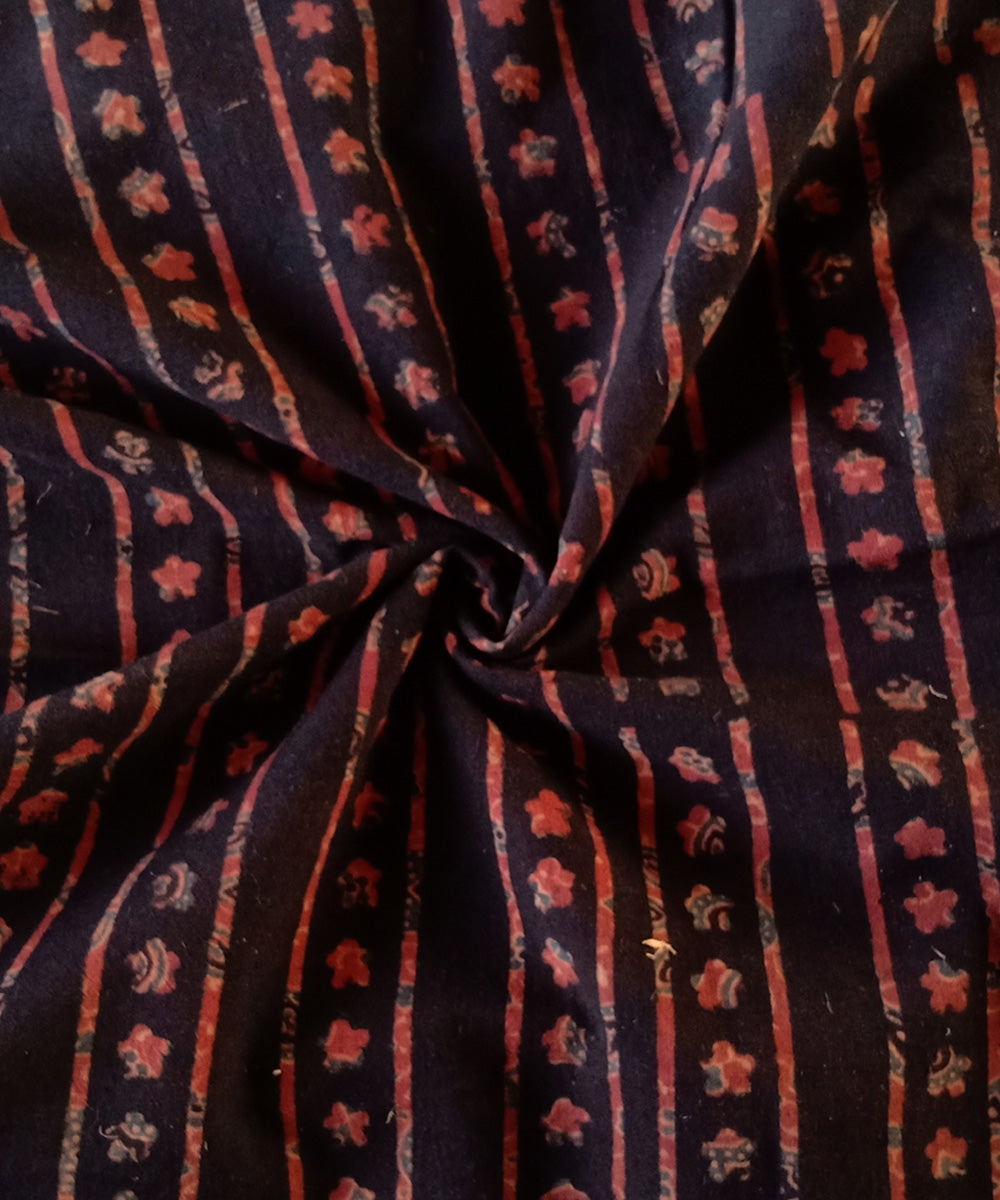 2.5m Black red blue handspun hand woven cotton ajrakh kurta material