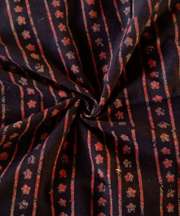 Black red hredspun hredwoven cotton ajrakh blouse piece