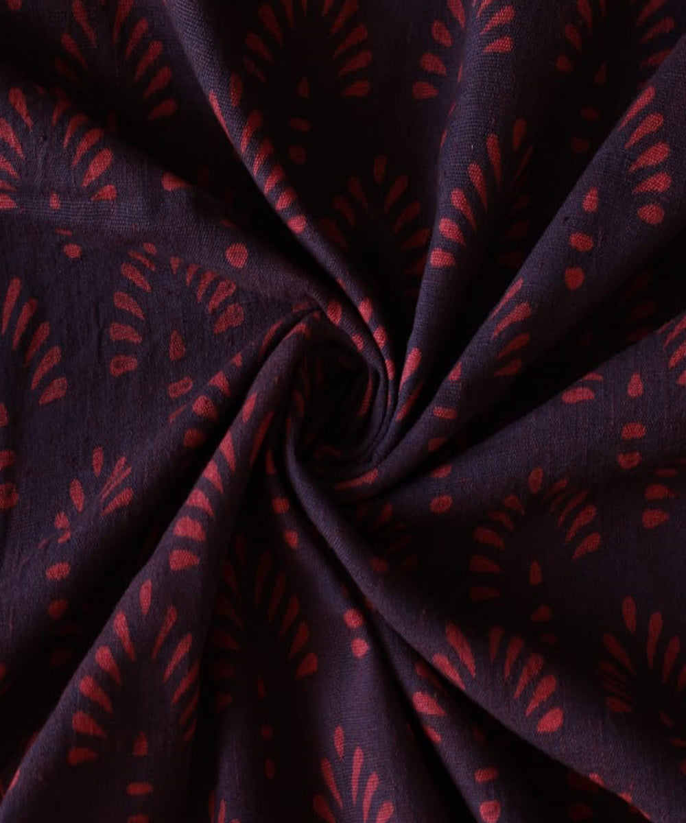 2.5 m Purple red handspun handwoven cotton dabu print kurta material