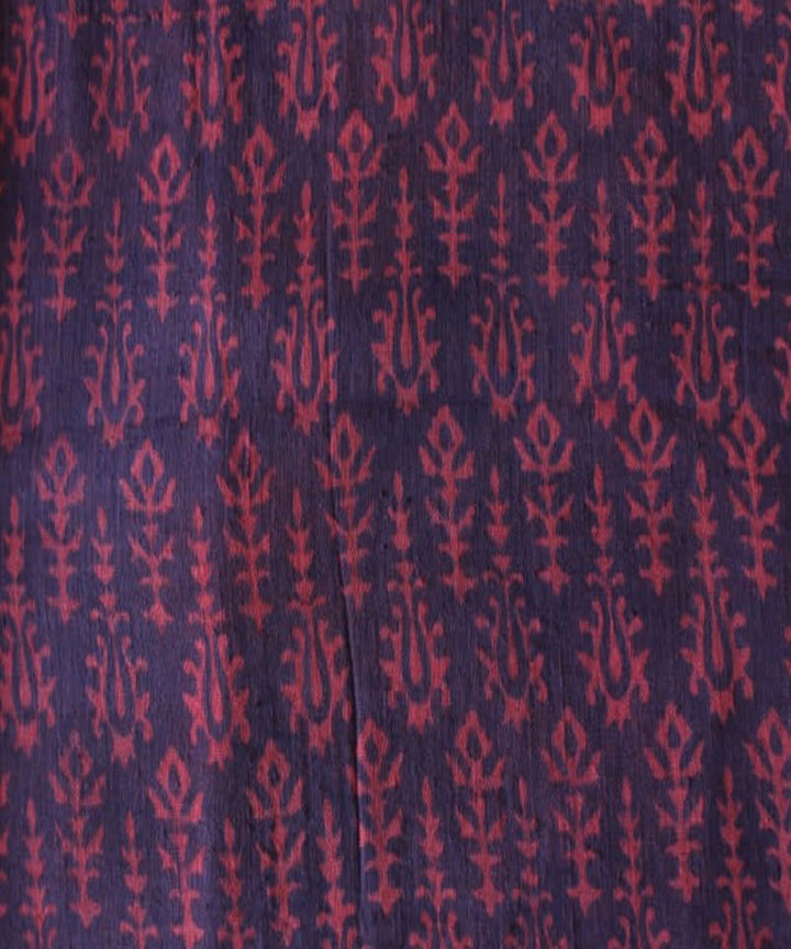 2.5 m Purple red hand spun handwoven cotton dabu print kurta material