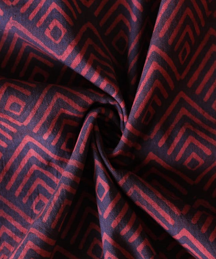 2.5m Purple red handspun hand woven cotton dabu kurta material