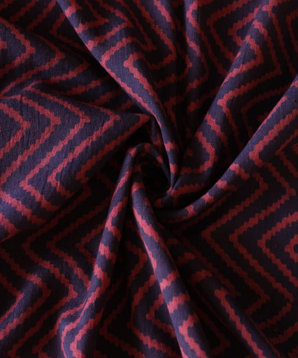 2.5 m Purple red hand spun handwoven cotton dabu kurta material