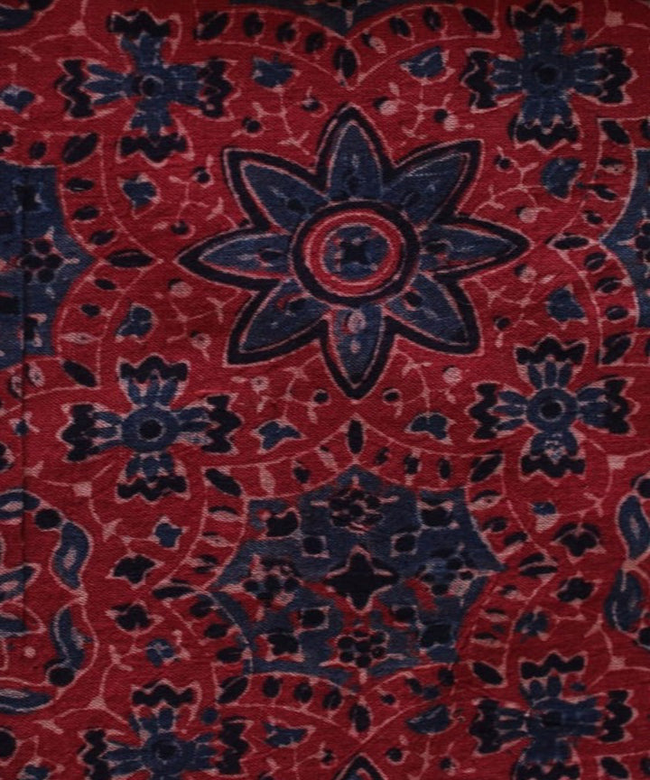 2.5m Red blue handspun handwoven cotton ajrakh kurta material