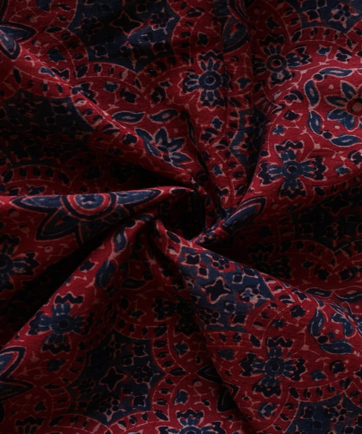 2.5m Red blue handspun handwoven cotton ajrakh kurta material