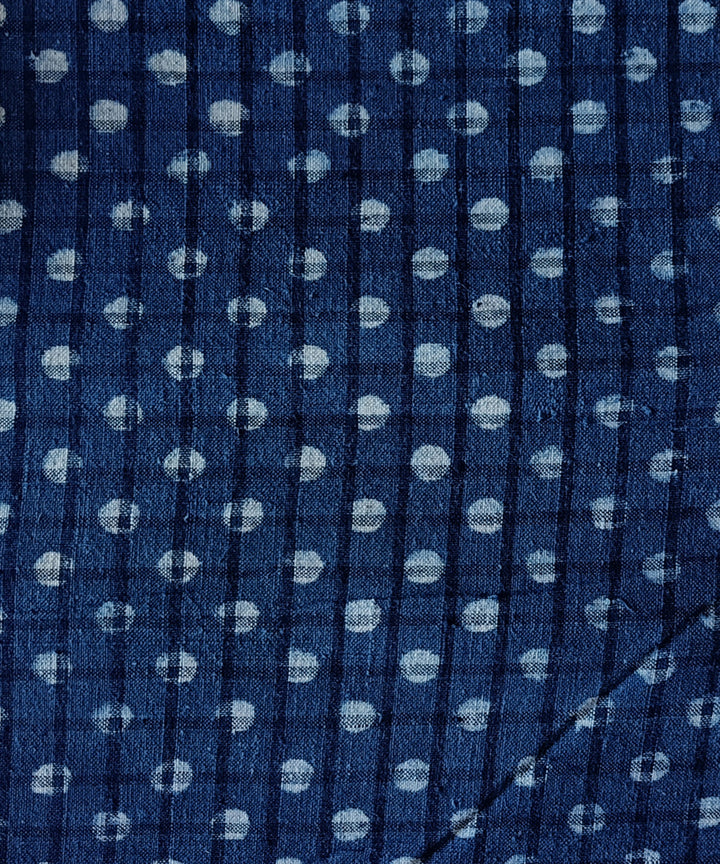 2.5m Indigo hand spun handwoven cotton dabu print kurta material