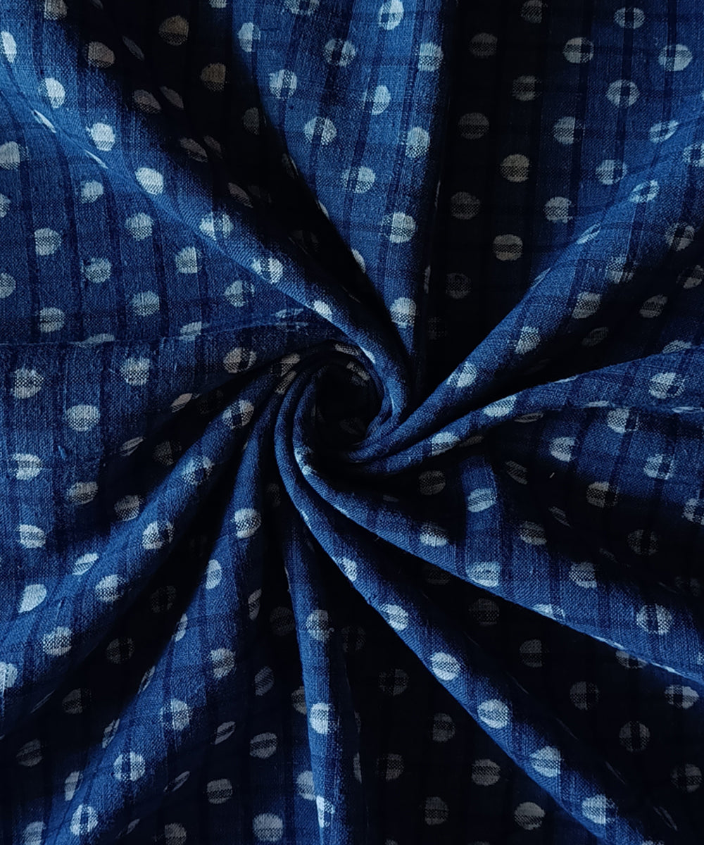 2.5m Indigo hand spun handwoven cotton dabu print kurta material