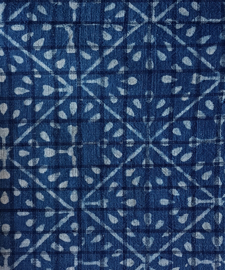2.5m Indigo handspun hand woven cotton dabu print kurta material