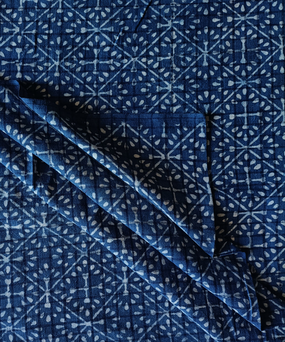 2.5m Indigo handspun hand woven cotton dabu print kurta material