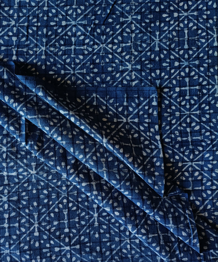2.5m Indigo handspun hand woven cotton dabu print kurta material