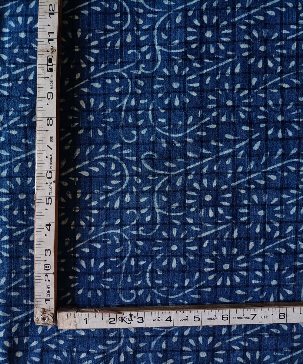 2.5 m Indigo handspun handwoven cotton dabu print kurta material