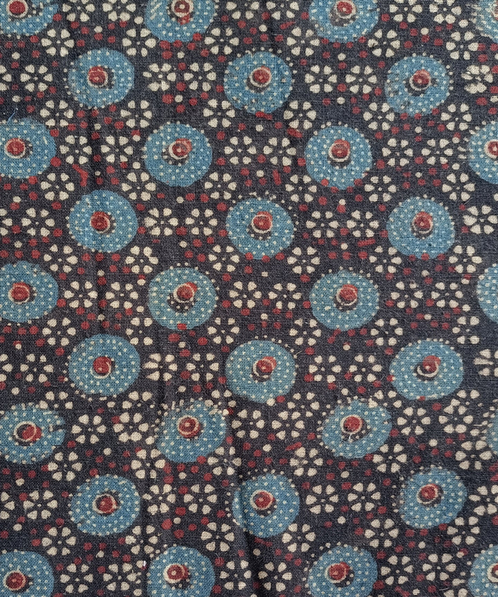 2.5m Blue red handspun handwoven cotton ajrakh print kurta material
