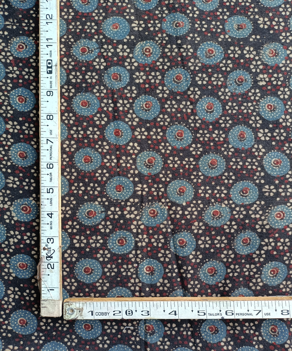 2.5m Blue red handspun handwoven cotton ajrakh print kurta material