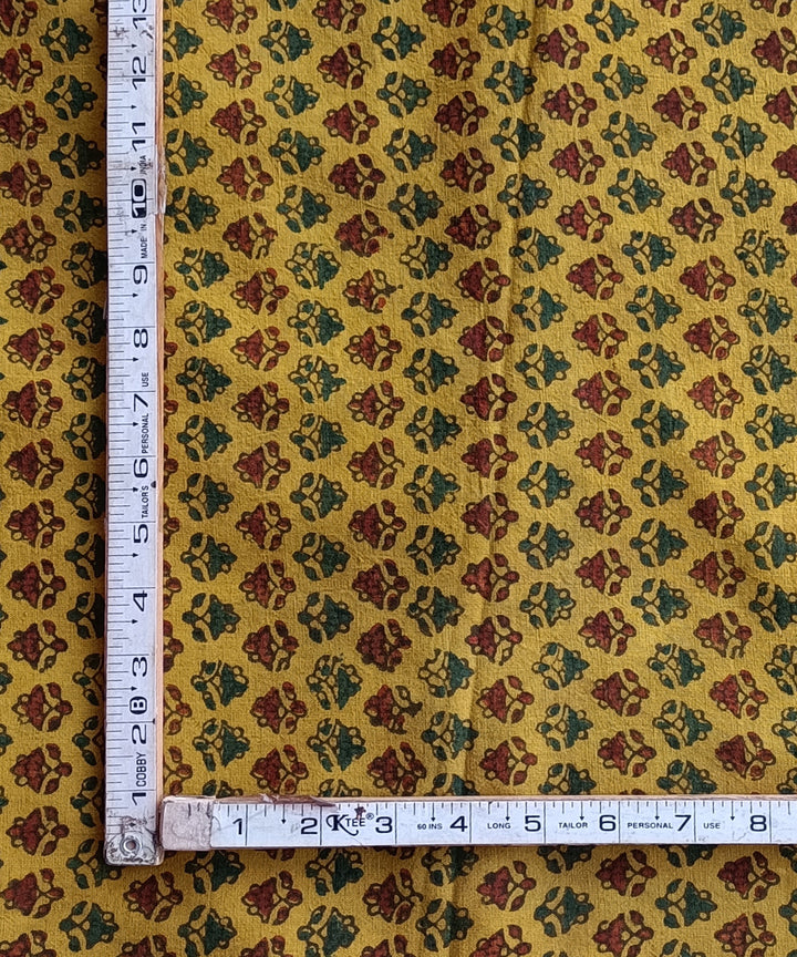 2.5m Yellow handspun handwoven cotton ajrakh print kurta material