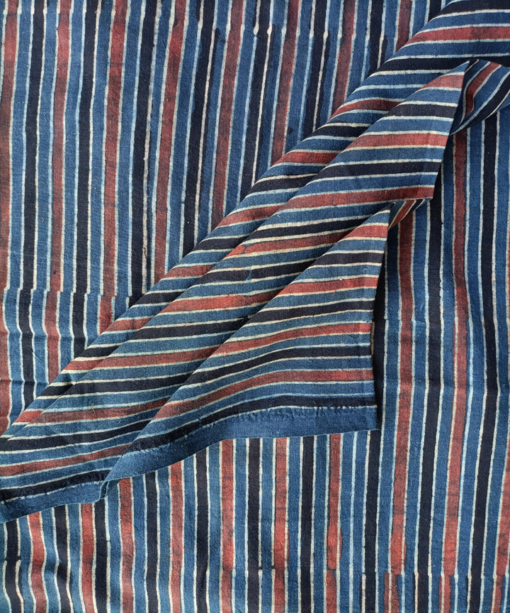 2.5m Blue black handspun handwoven cotton ajrak print kurta material