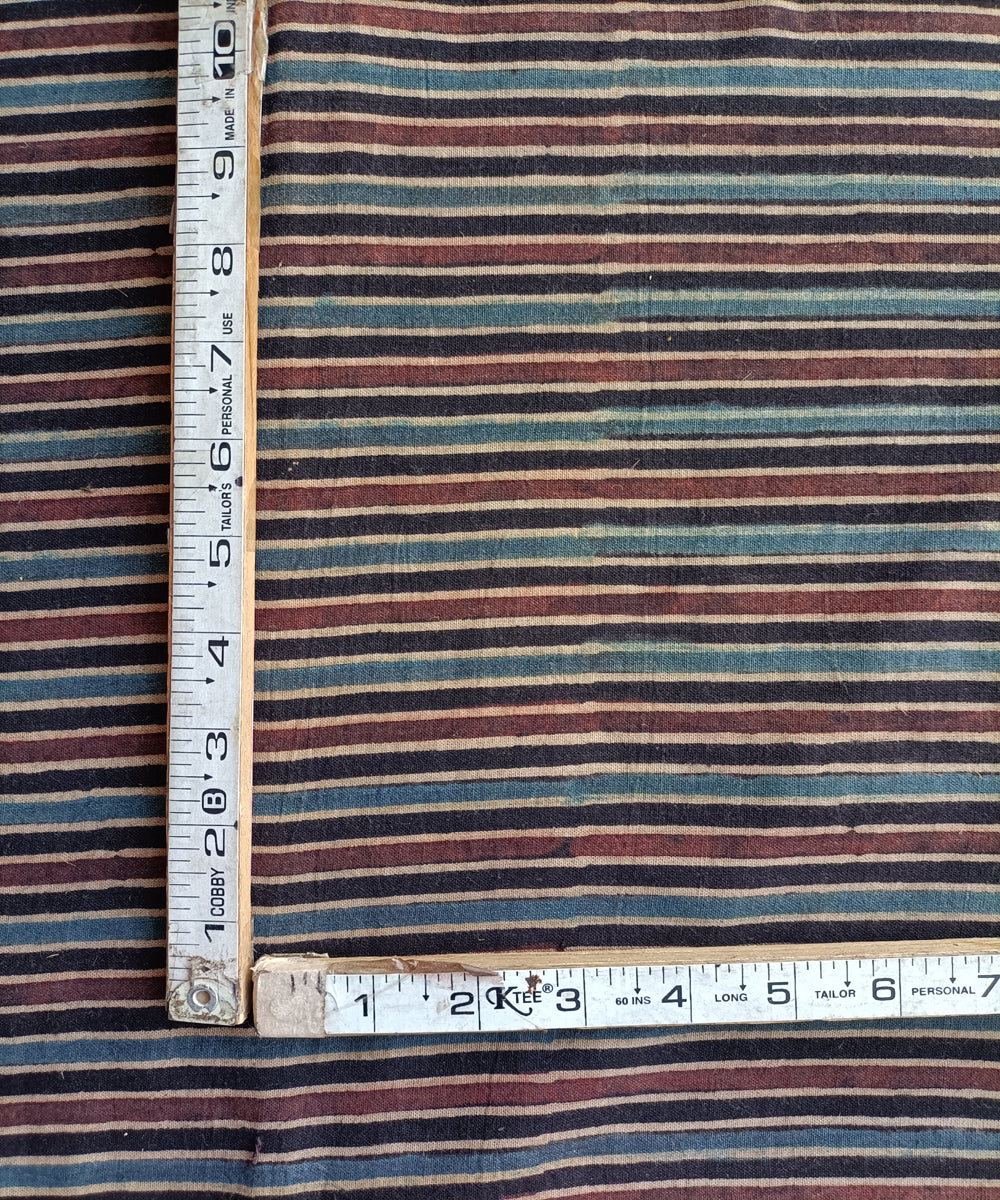 2.5 m Blue black handspun handwoven cotton ajrak print kurta material