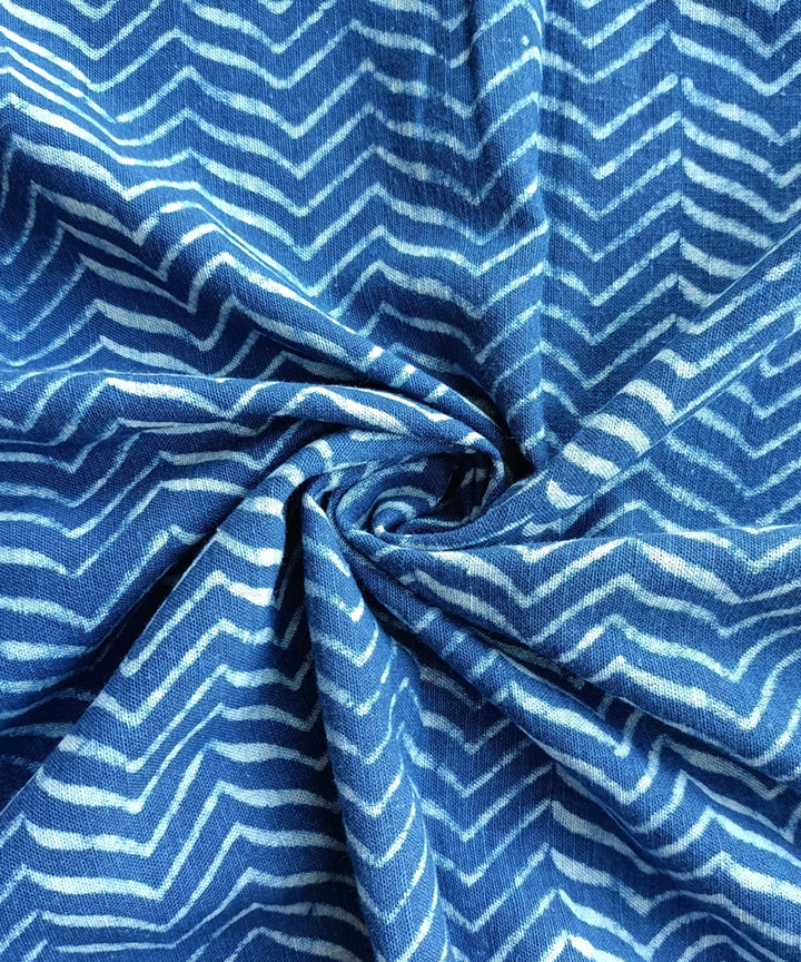 2.5m Blue handspun handwoven cotton dabu print kurta material