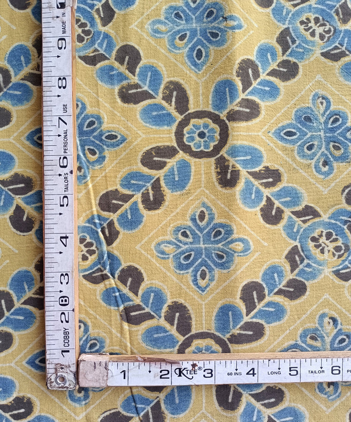 1m Yellow blue handspun handwoven cotton ajrakh print Blouse Piece