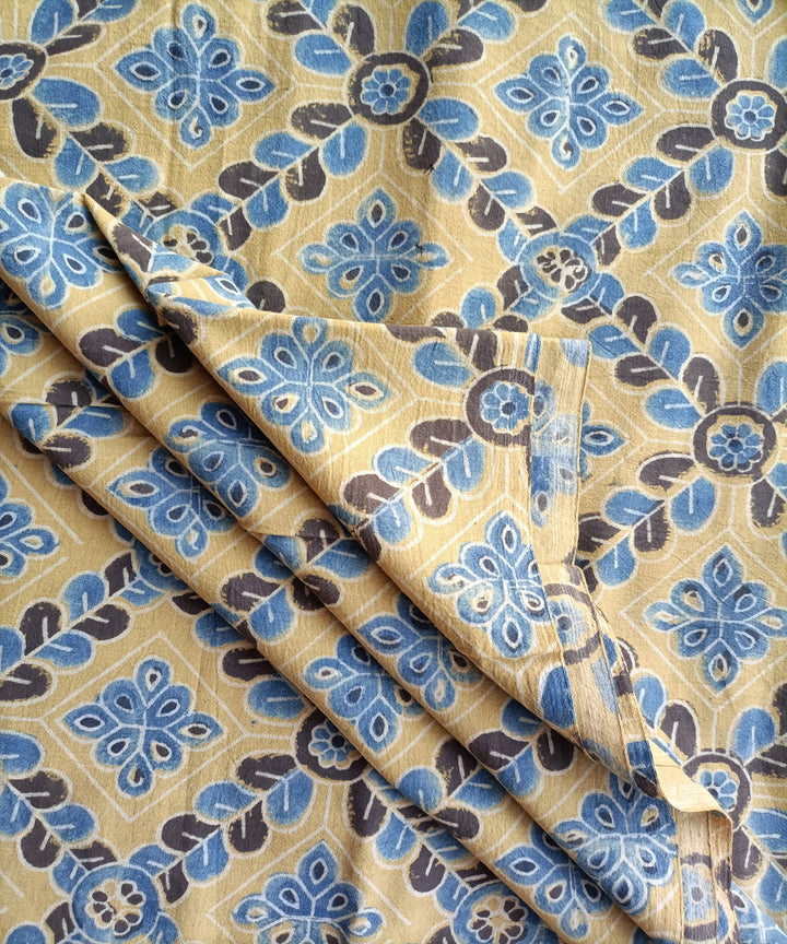 1m Yellow blue handspun handwoven cotton ajrakh print Blouse Piece