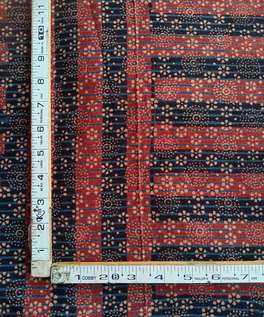 2.5 m Red black handspun handwoven cotton ajrakh print kurta material