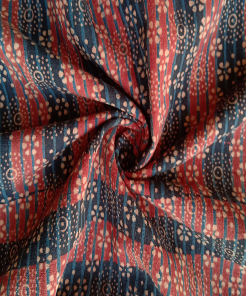 2.5 m Red black handspun handwoven cotton ajrakh print kurta material