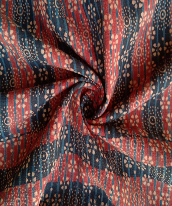 2.5 m Red black handspun handwoven cotton ajrakh print kurta material