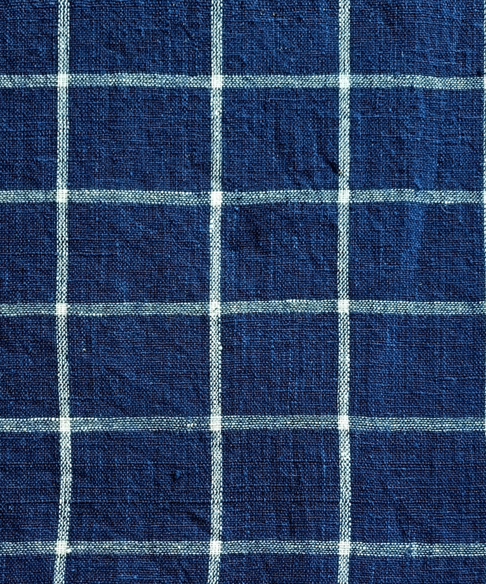 2.5m Indigo white handspun handloom checks cotton kurta material
