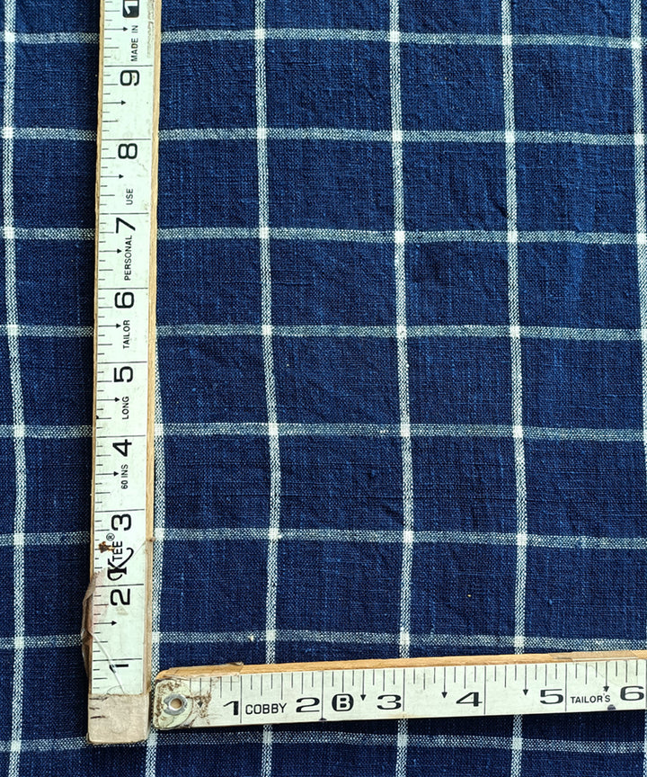 2.5m Indigo white handspun handloom checks cotton kurta material