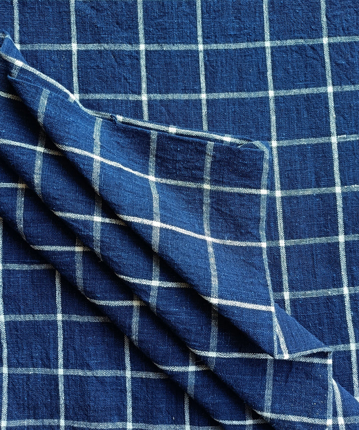 2.5m Indigo white handspun handloom checks cotton kurta material