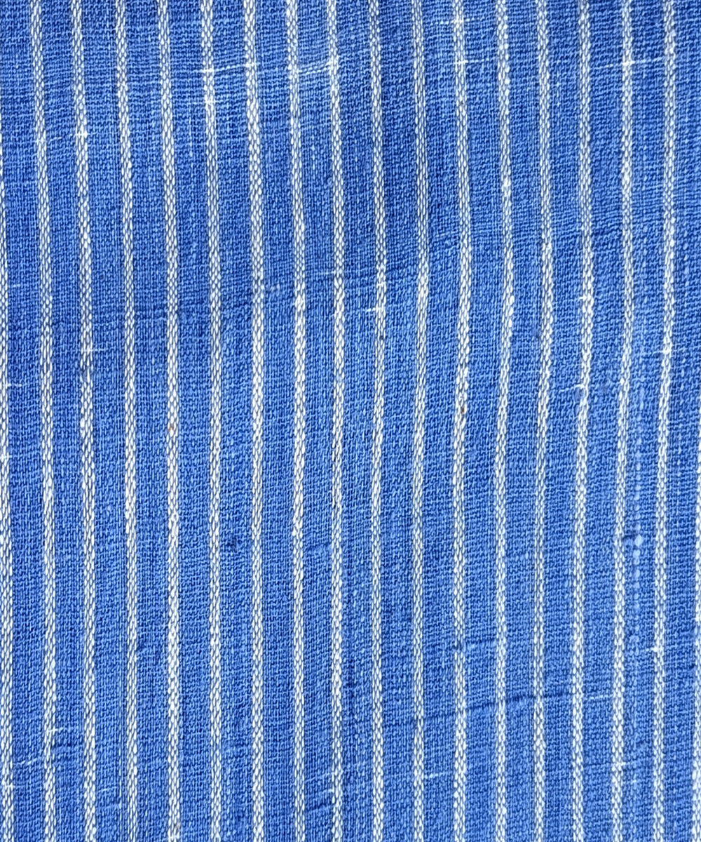 2.5m Blue white handspun handloom cotton stripes kurta material