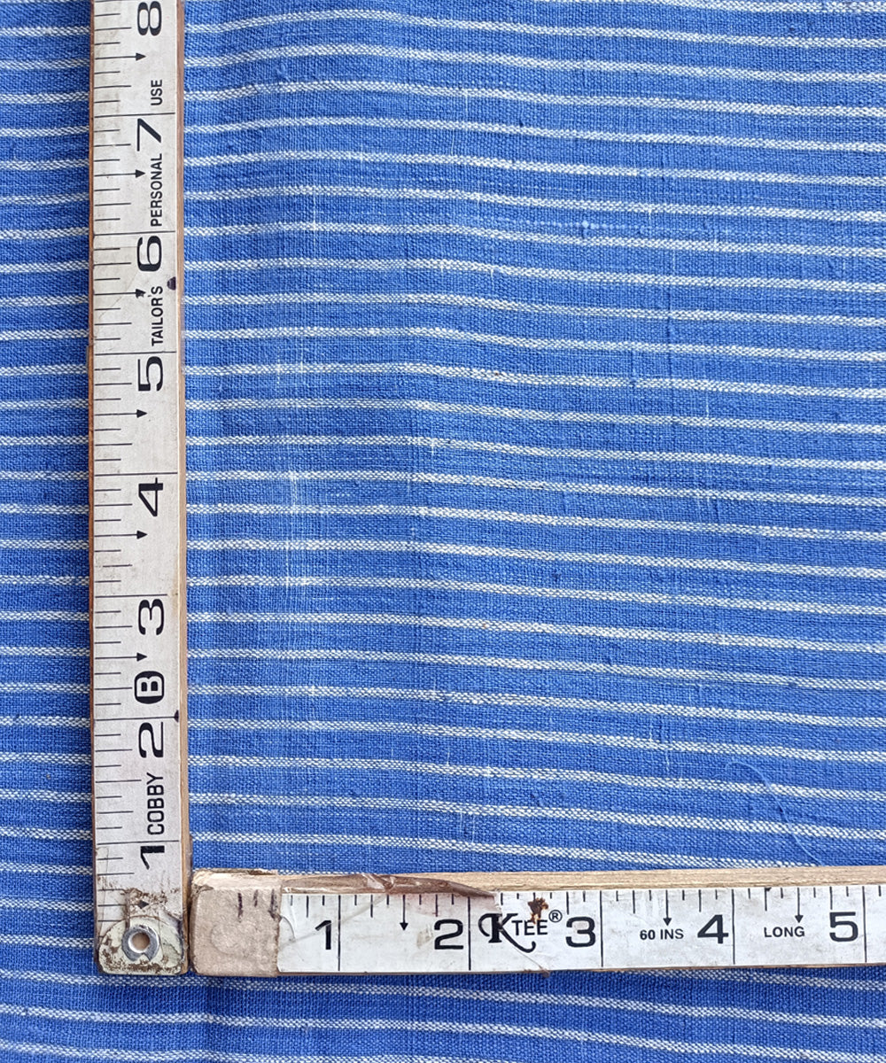 2.5m Blue white handspun handloom cotton stripes kurta material