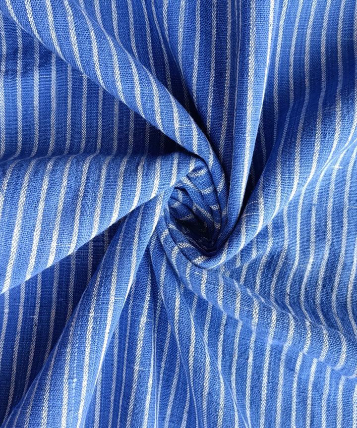 2.5m Blue white handspun handloom cotton stripes kurta material
