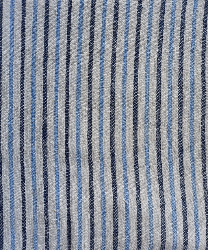 2.5m Blue white black handspun handloom cotton stripes kurta material