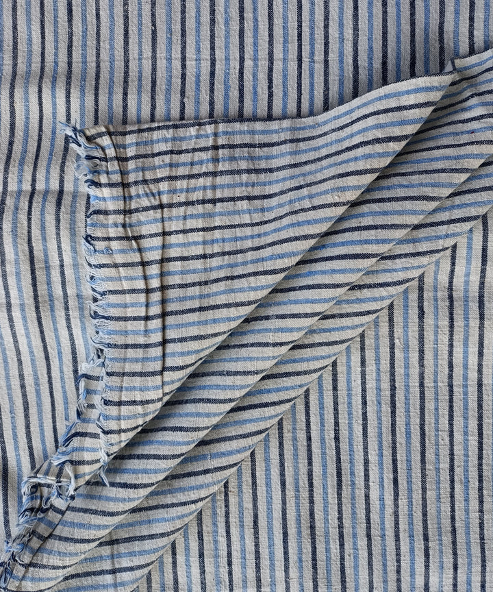 2.5m Blue white black handspun handloom cotton stripes kurta material