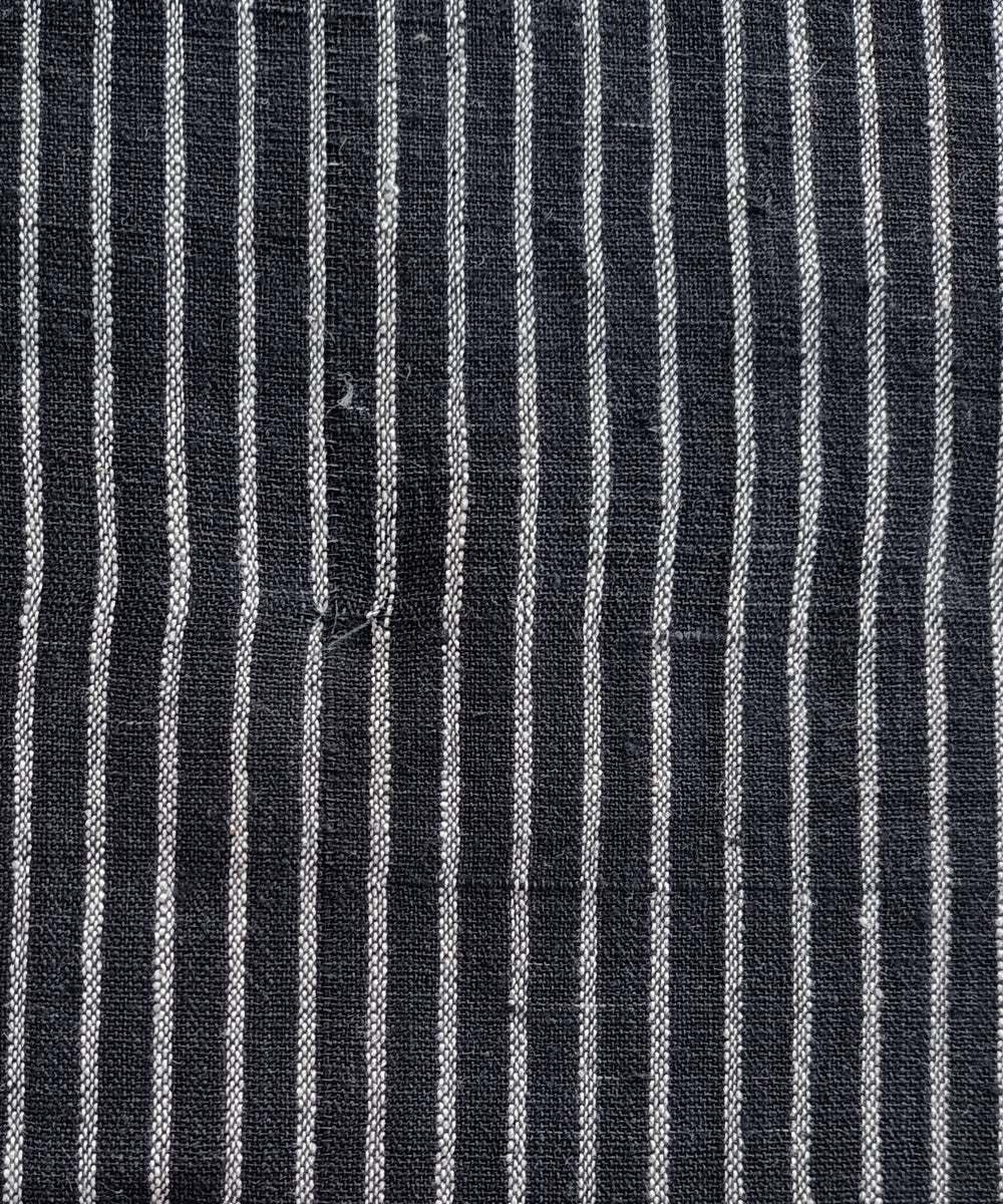 2.5m Black white handspun handloom cotton stripes kurta material