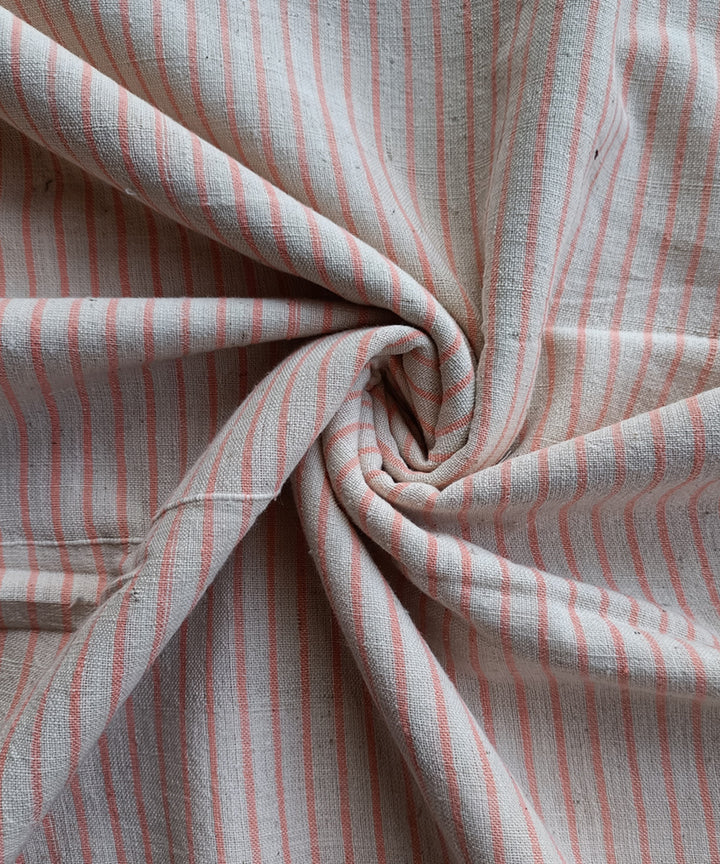 2.5m White pink handspun handloom cotton stripes kurta material