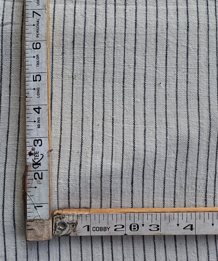 2.5m White black handspun hand loom cotton stripes kurta material