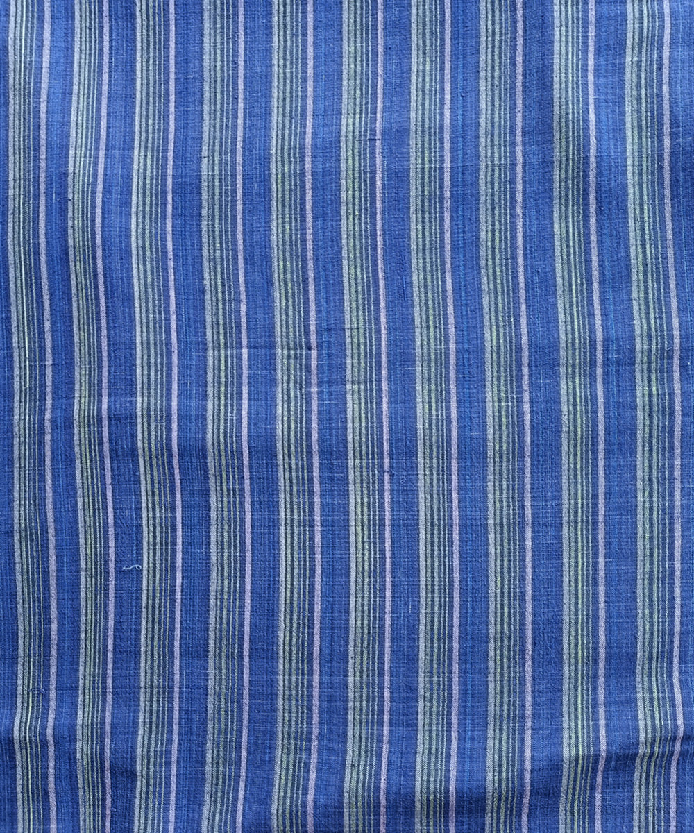 2.5m Cream blue handspun handloom cotton stripes kurta material