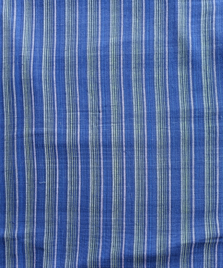 2.5m Cream blue handspun handloom cotton stripes kurta material