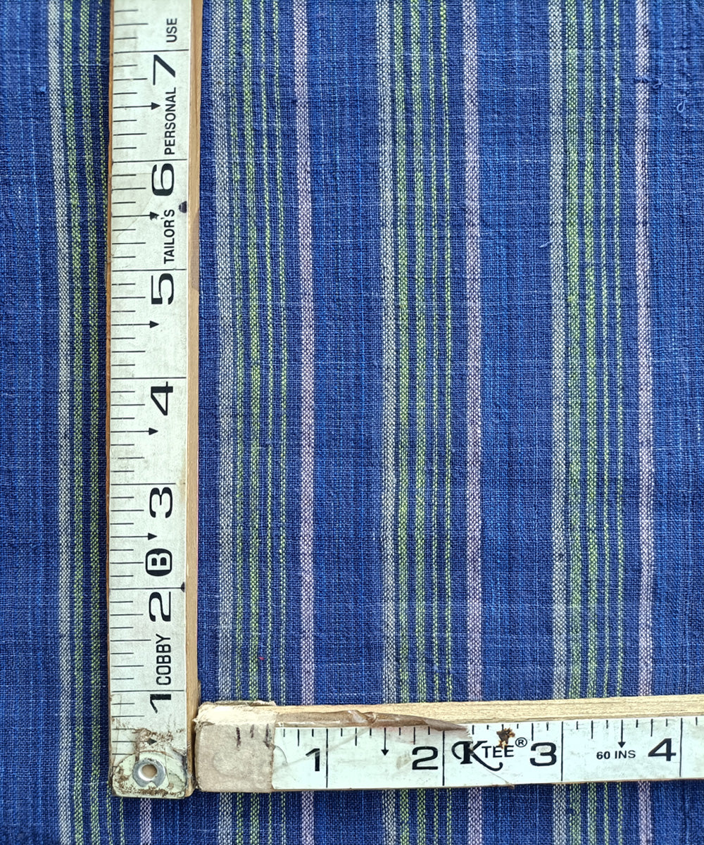 2.5m Cream blue handspun handloom cotton stripes kurta material