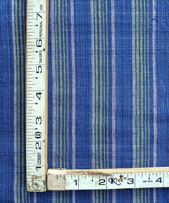 2.5m Cream blue handspun handloom cotton stripes kurta material