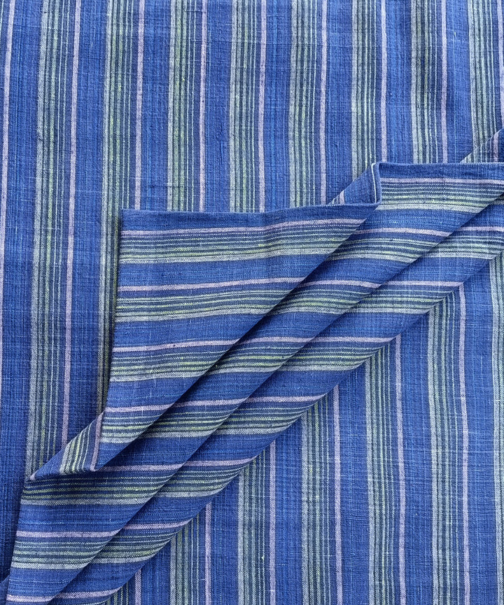 2.5m Cream blue handspun handloom cotton stripes kurta material