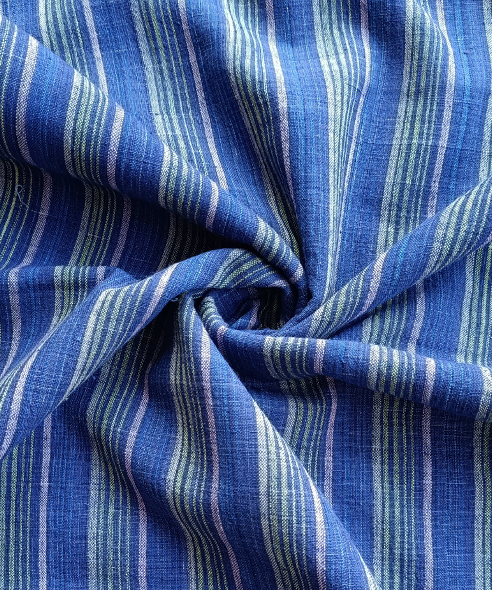 2.5m Cream blue handspun handloom cotton stripes kurta material