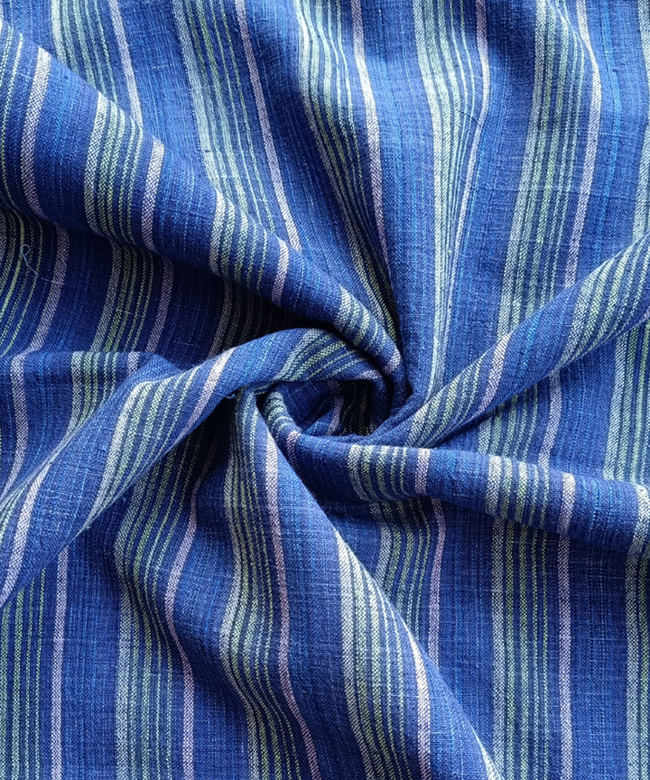 2.5m Cream blue handspun handloom cotton stripes kurta material