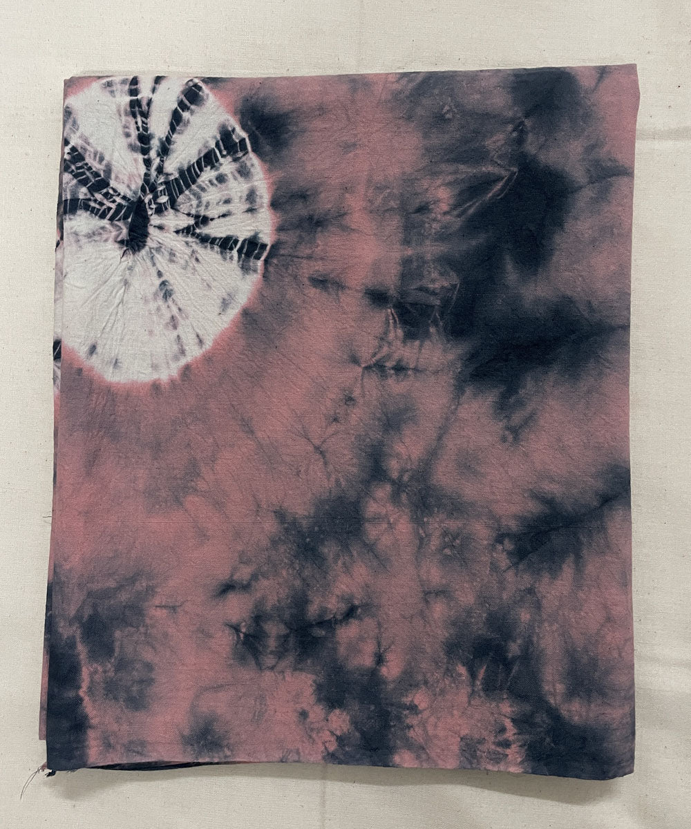 Grey pink hand printed tie dye cotton scarf