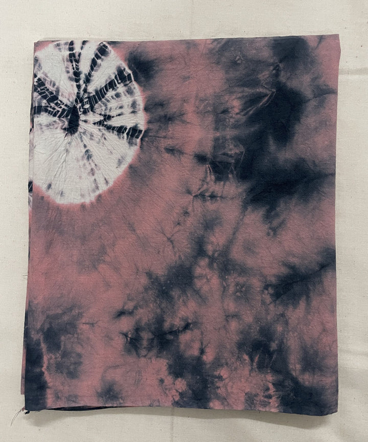 Grey pink hand printed tie dye cotton scarf