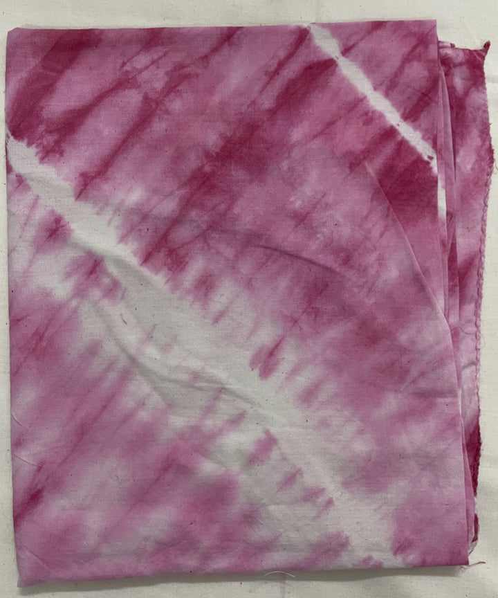 Pink off white hand printed tie dye cotton scarf