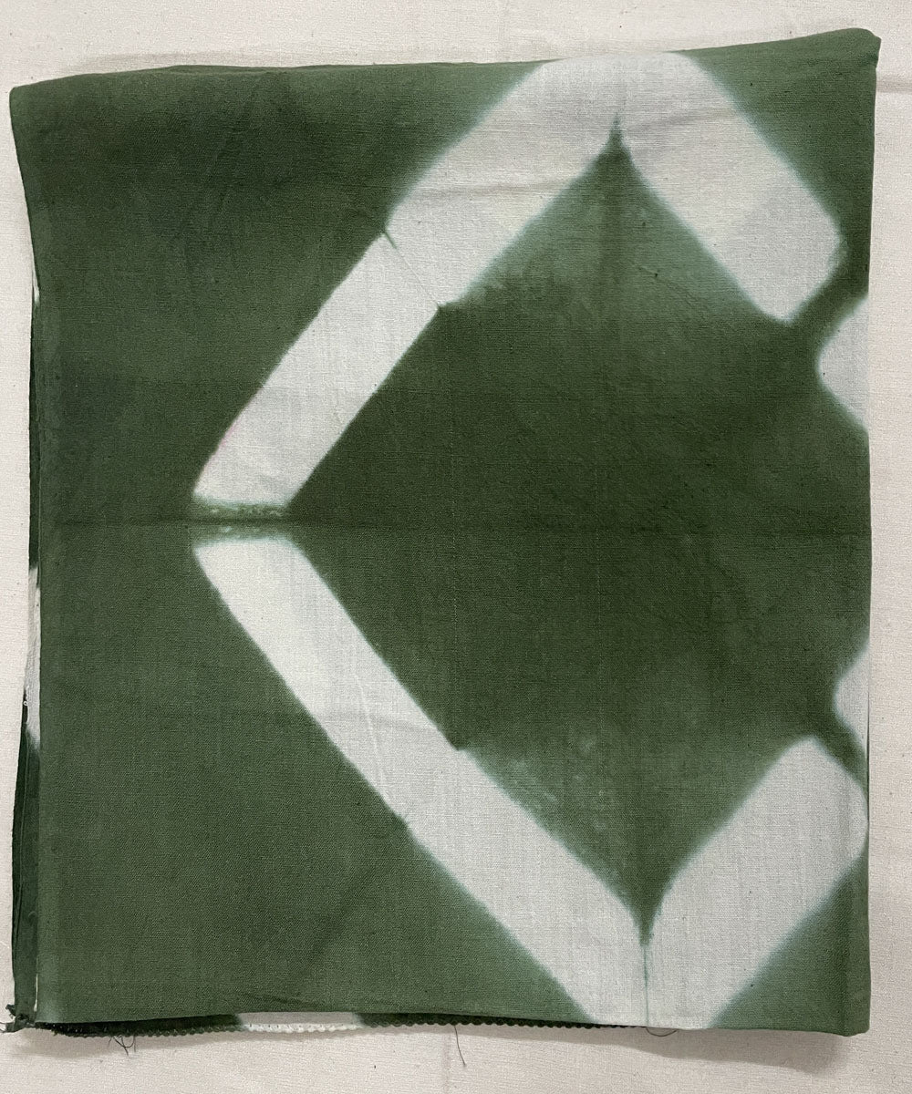 Green offwhite hand printed tie dye cotton scarf